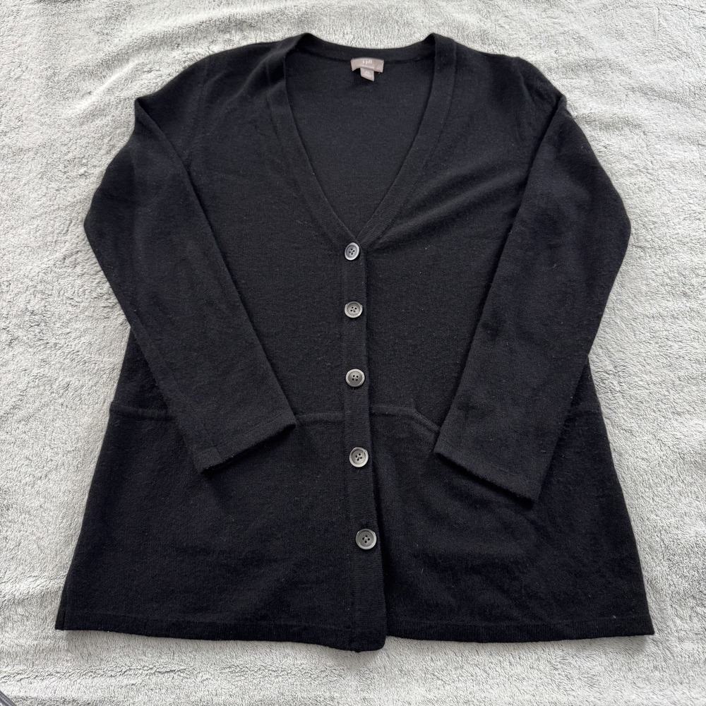 J. Jill Black Button Closure Cardigan Sweater, Italian Yarn Size Petite XS